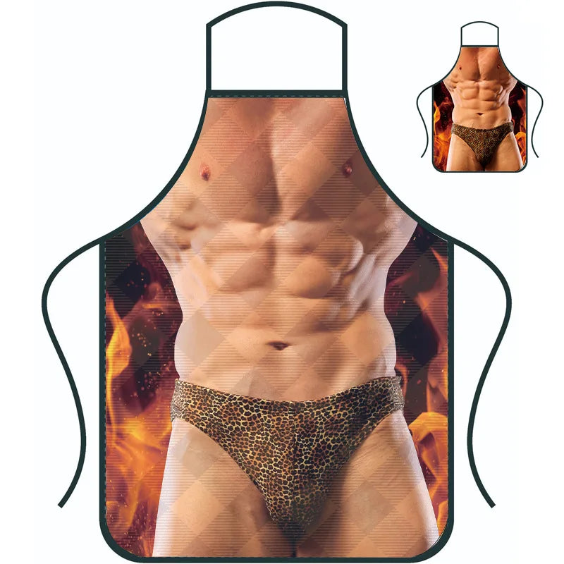 Funny Creative Personalized Muscle Men's Apron Household High-value Overalls Apron