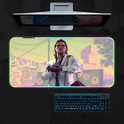 Game G-gta 6 Mouse Pad Gamer Luminescence Led Mouse Pad Gaming Table Rgb Deskmat Keyboard Pc Mousepad