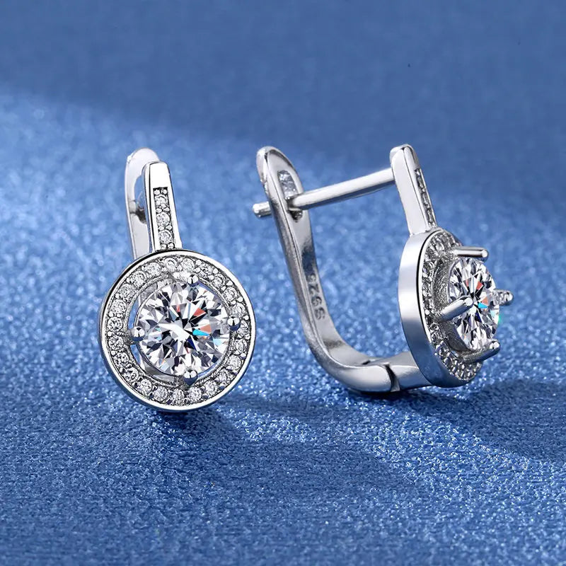 925 Sterling Silver Earrings Jewelry High Quality Retro Simple Pattern Purple White Zircon Earrings Hot Sale