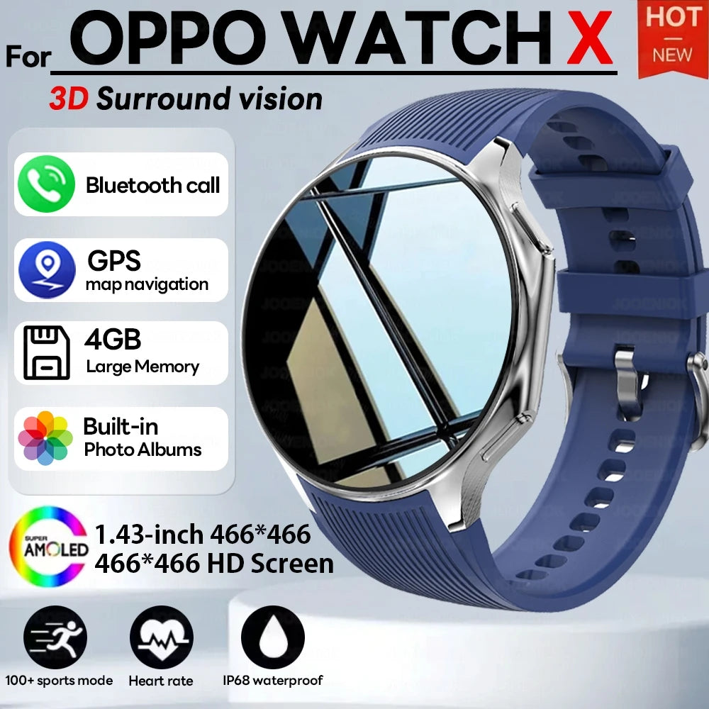 2025 New For OPPO Watch X Smart Watch 4GB Large Memory Music Video Player TWS Headphones AMOLED HD Business High-end Smartwatch