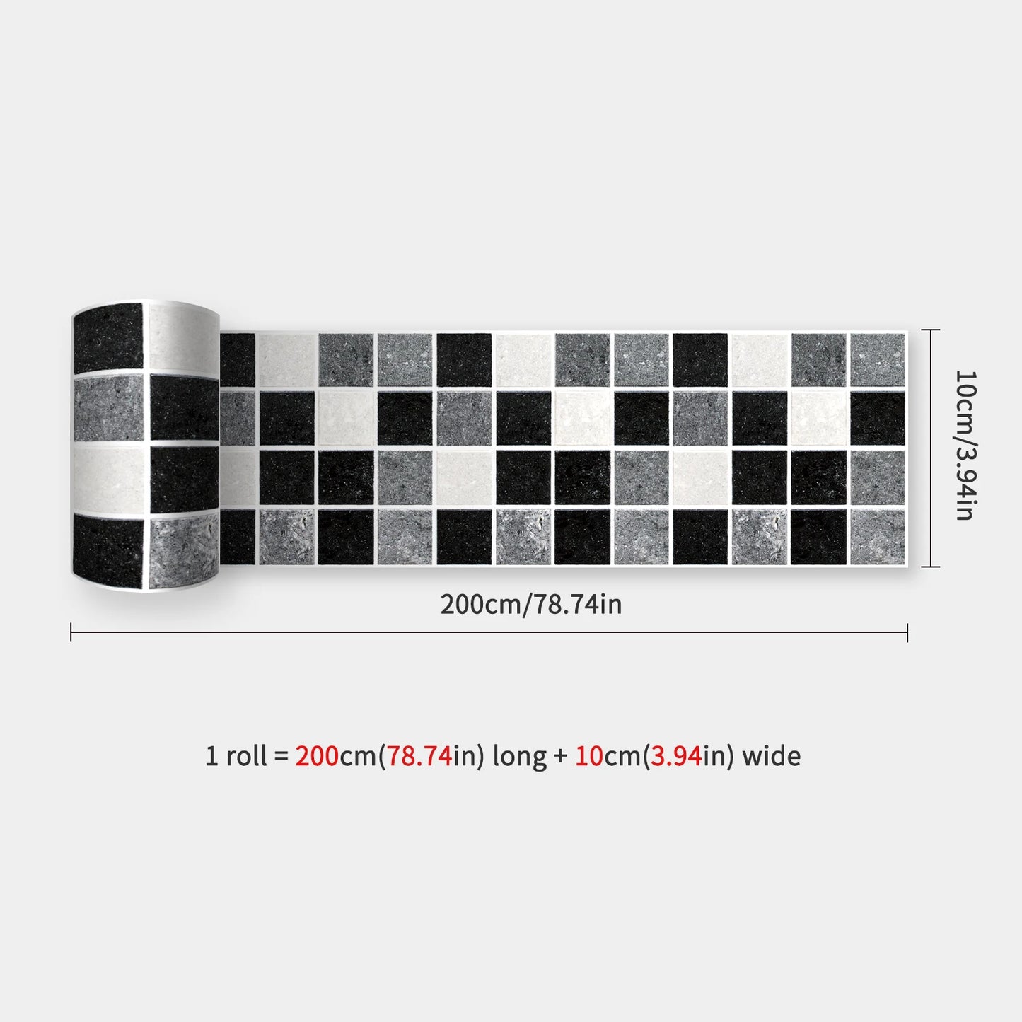 10x200cm Baseboard Sticker Moroccan Mosaic Tile Style Wall Border Sticker DIY Kitchen Bathroom Decoration Waistline Wall Sticker
