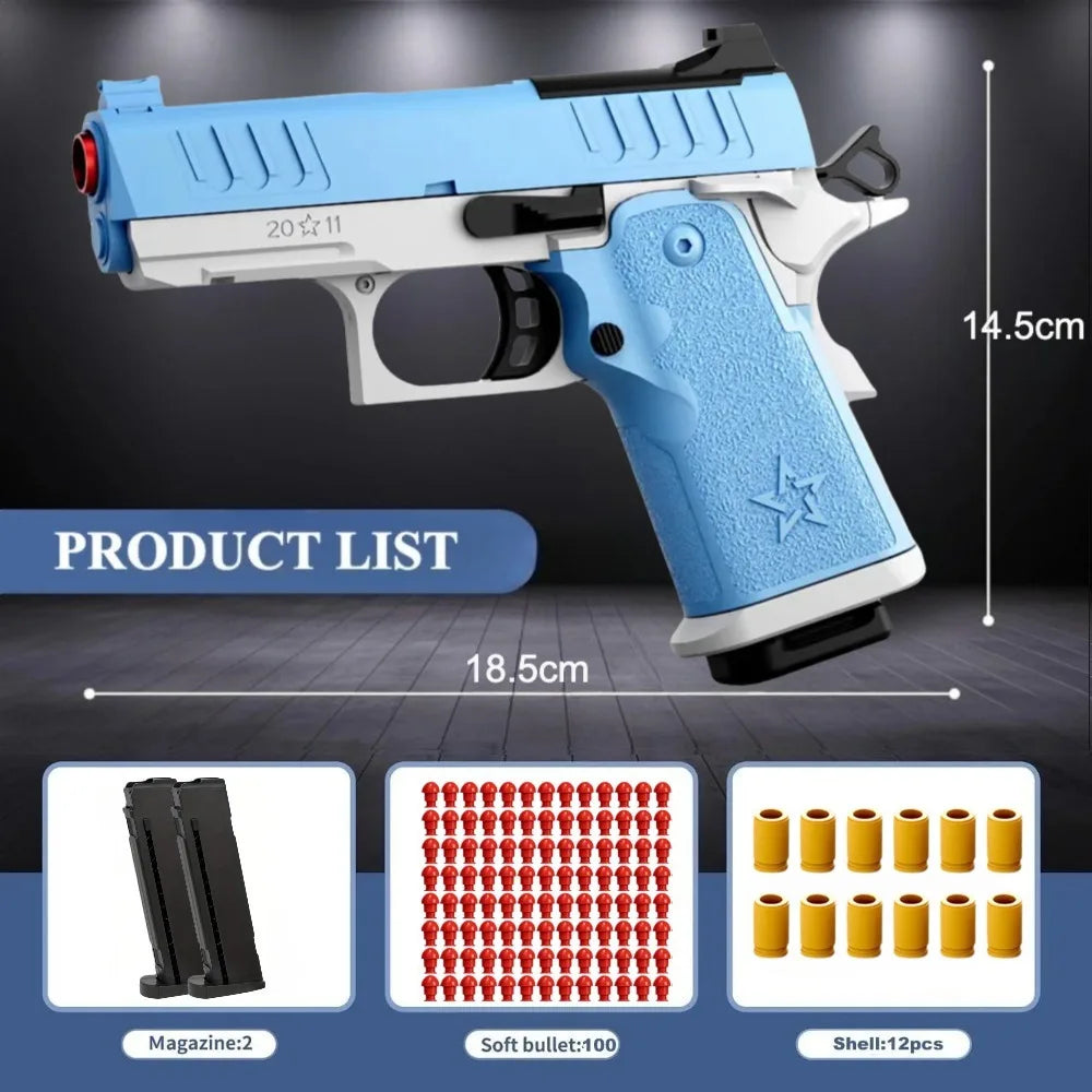 2011 G17 Shell Throwing Blowback Toy Gun Continuous Firing Empty Hanging Pistol Outdoor CS Game Shooting Toy for Kids Adults