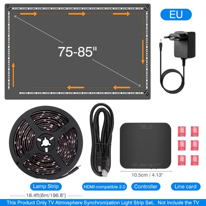 Ambient LED TV Backlights 4K Device Box Tape Screen Color Sync No Wi-Fi  No APP TV LED Strip Lights Kits RGB TV Led Backlights