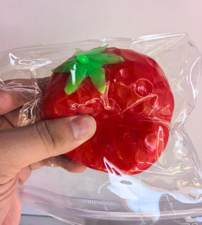 Strawberry Crunchy Squishy Toy, Crispy Sound Stress Ball, Squeeze Fidget Toy, Sensory Decompression Stress Relief Toy