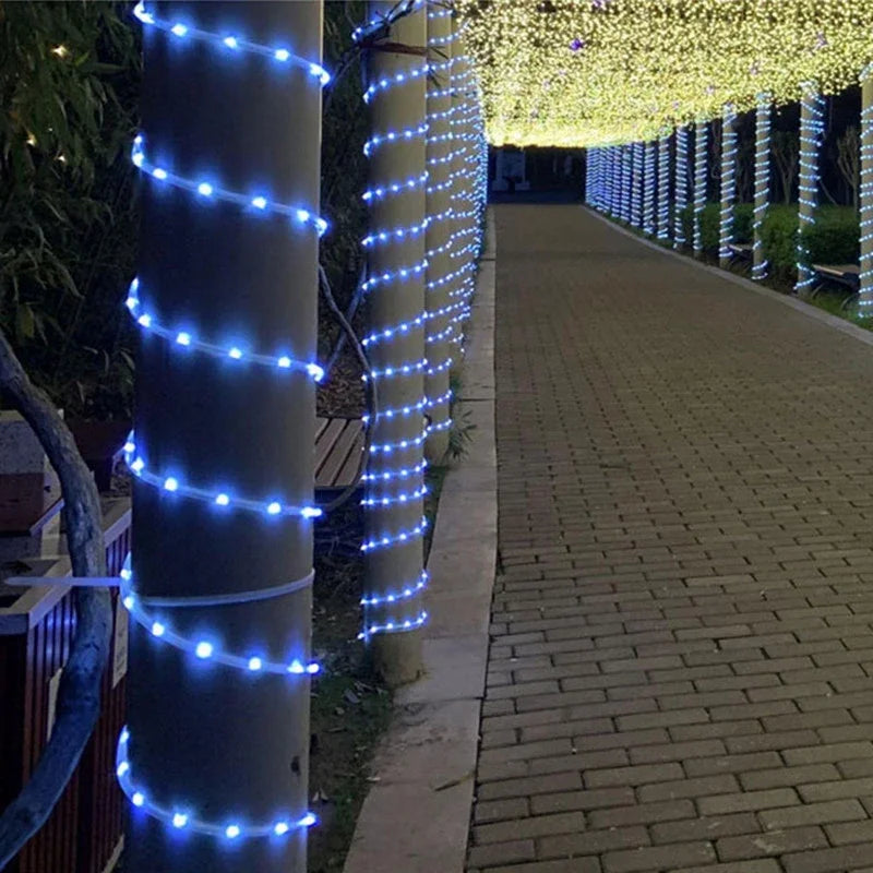 Solarne Lampy Linowe Solarne Lampy LED Ścieżka Taras Ogród Solarne Girlandy Świetlne Wodoodporne Zewnętrzne Paski Oświetleniowe 8 Trybów Oświetlenia