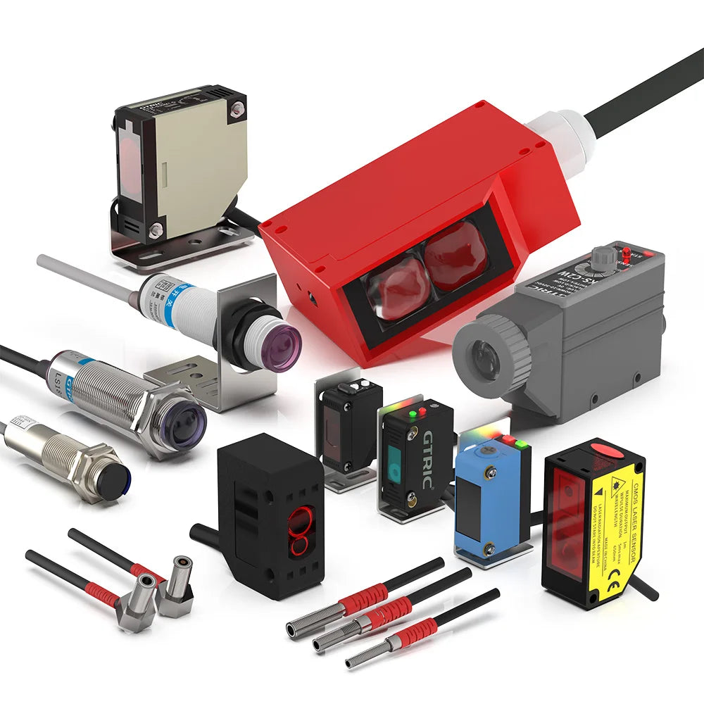 GTRIC Laser Photoelectric Sensor Retro-reflective M12 Series 10-30V NPN PNP Visible Spot 2mm Sensing Distance 6M Adjustable