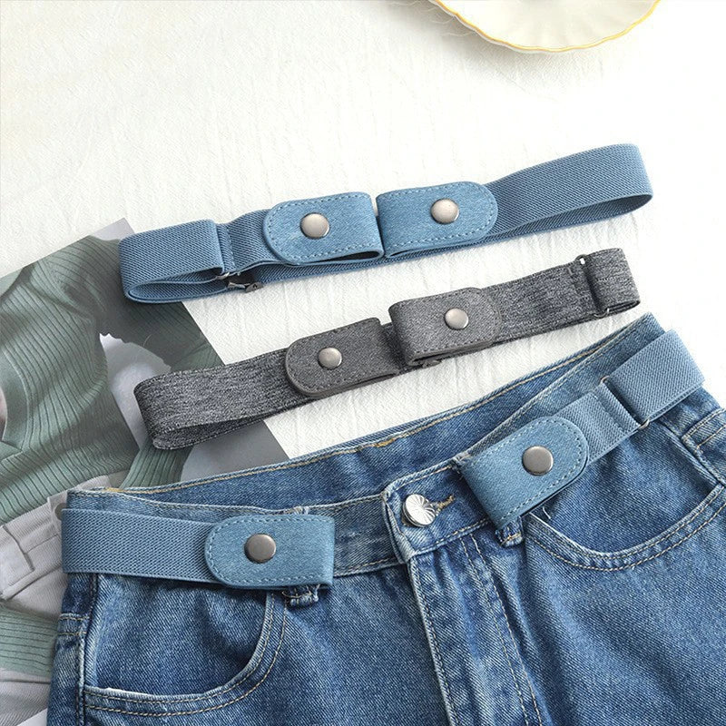 Elastic Adjustable Invisible Waist Belt Canvas Buckle-free Belt For Women Men No Buckle Easy Wear For Jeans Pants Dress