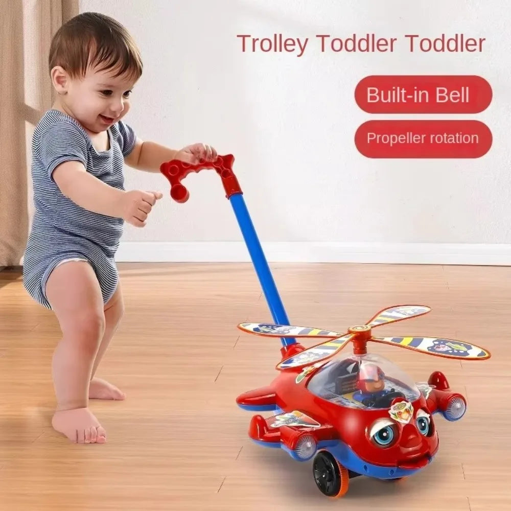 Interactive Baby Walker Toy with Bell Detachable Baby Toddler Stroller Toy Gifts Children's Hand Push Airplane