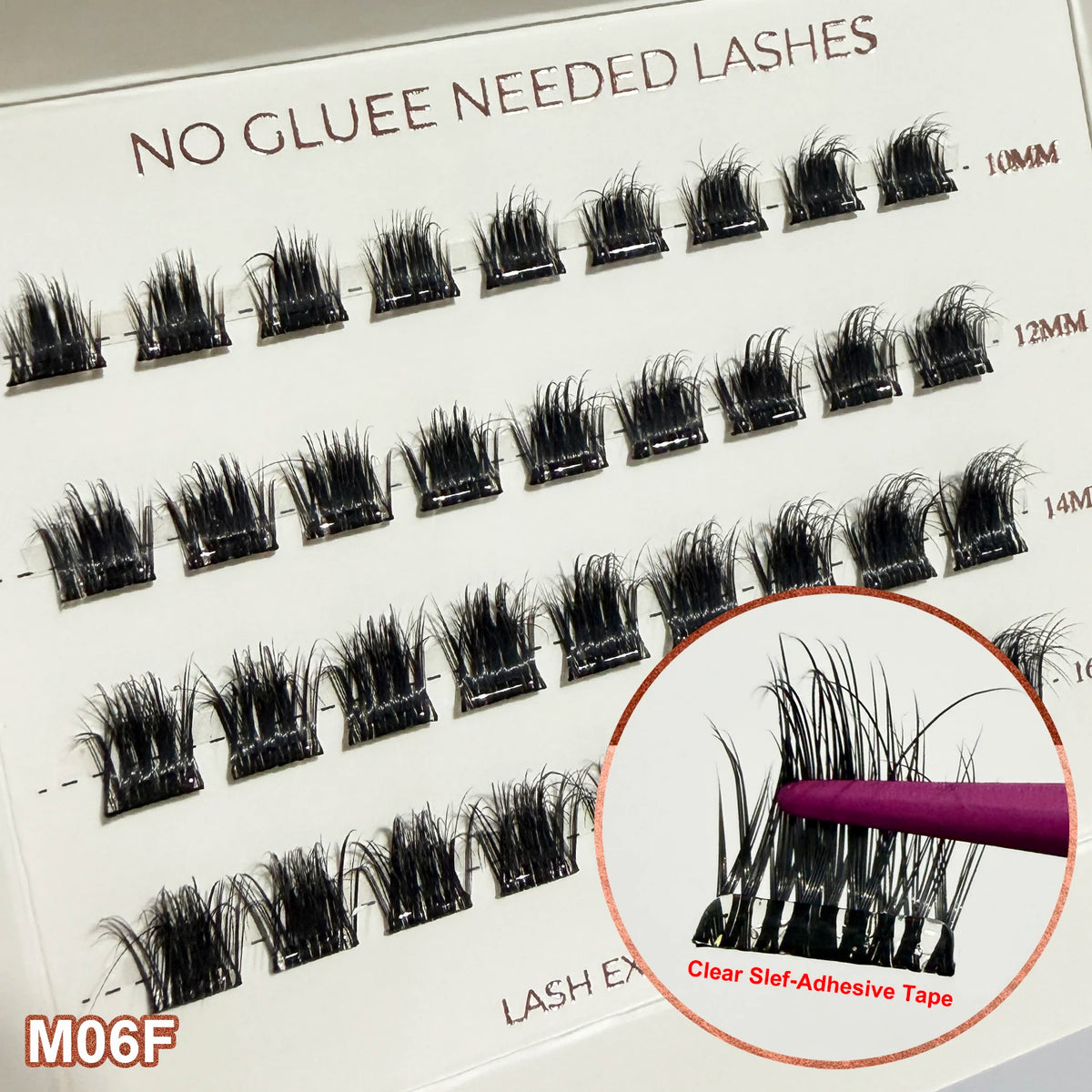 2‑5 Days Strong Hold Press On Cluster Lashes Wide Black Pre‑glued Band Self Adhesive Eyelashes NEW No Glue Need Lash Clusters