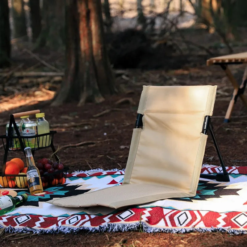 Lightweight Portable Outdoor Folding Beach Chair picnic groud seat One-Piece Backrest Design for Camping Travel Leisure No Legs