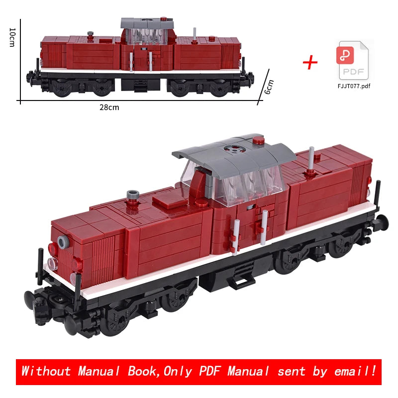 Vintage Dual Cab Train MOC Blocks, Detailed Retro Railway Locomotive, Educational DIY Toy for Train Fans, No Paper Manual