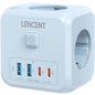 LENCENT EU Plug Power Strip with  3 AC Outlets +3 USB Charging Ports+ 1 Type C 5V 2.4A  Adapter 7-in-1 Plug Socket On/Off Switch