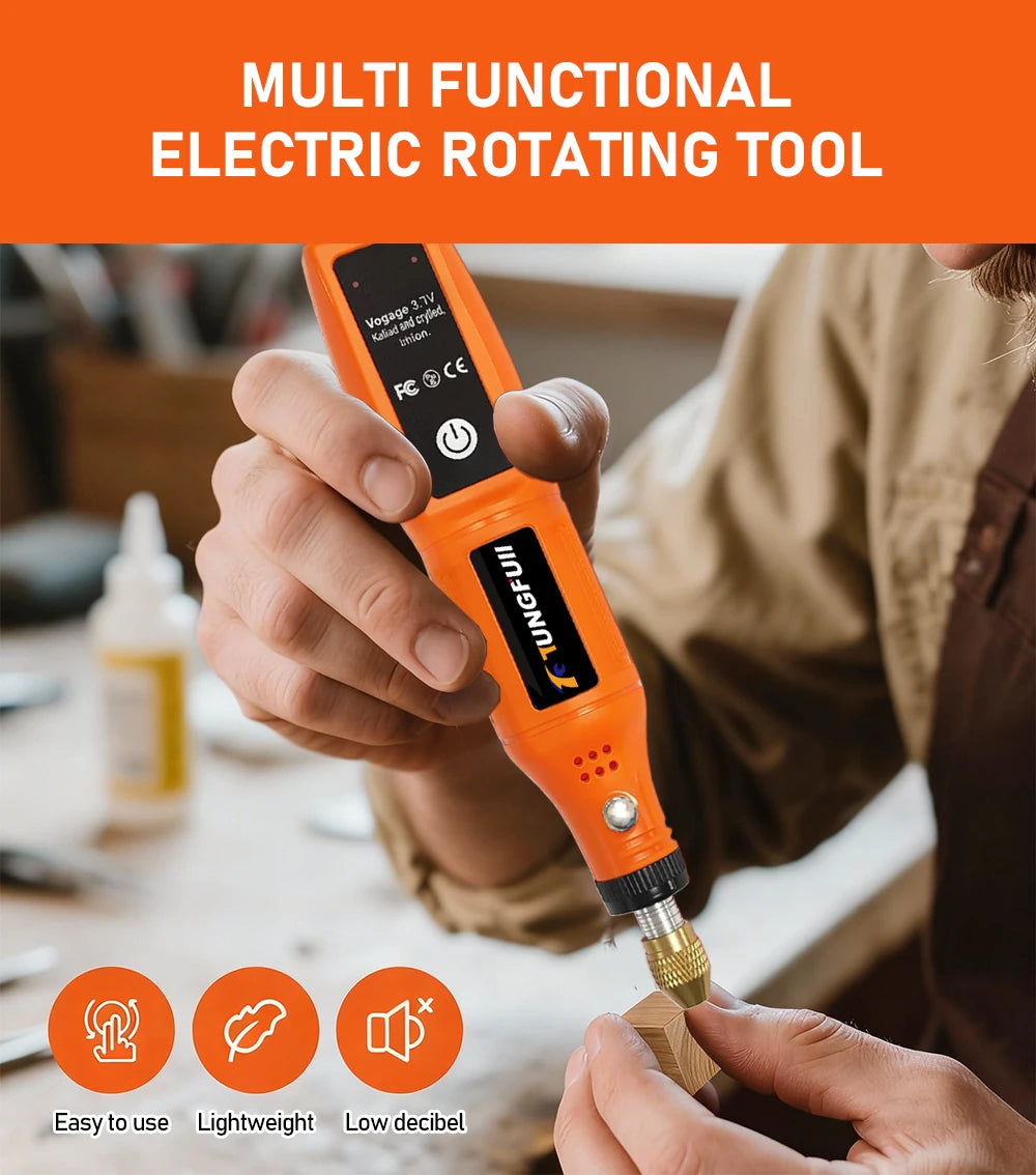 Mini Electric Rotary Tool 16000RPM USB Charging Power Tool Set 3.7V Lithium-Ion Battery Cordless Drill Pen for DIY Craft