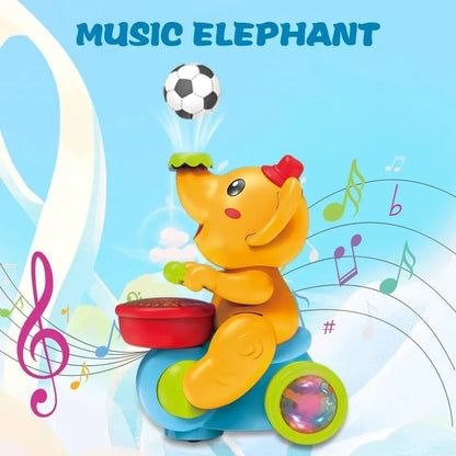 Baby Crawling Toy: Electronic Walking Elephant Drummer with Floating Ball, LED Lights, Music & Sounds | Interactive Sensory Toy
