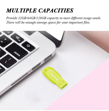 USB 3.2 Sandisk CZ410 USB Flash Drive 32GB 64GB 128GB High Speed Pen Drive Yellow Memory Stick Original pendrive Mini U Disk