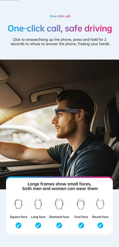 Lenovo XG89 AI Smart Translator Sunglasses Bluetooth 110+ Languages UV400 Real-time Translation Hands-free Calls Travel