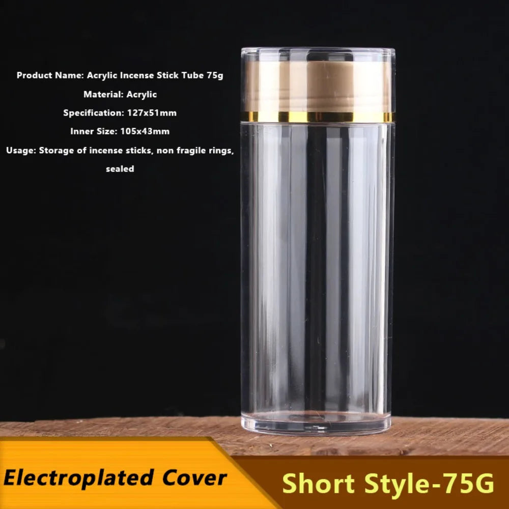 Portable Acrylic Incense Stick Tube Transparent with Detachable Airtight Lid Incense Holder Joss Stick Storage Tube