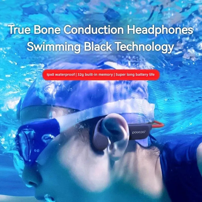 POLVCDG Bone Conduction Headset X7 IPX8 32GB Bluetooth 5.3 Wireless Headset with microphone Waterproof Swim 2023 New