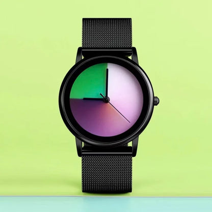 New Unique Women Watch Fashion Casual Colorful Changing Dial Quartz Wriswatch Simple Ultrathin Steel Lady Watches Special Gift