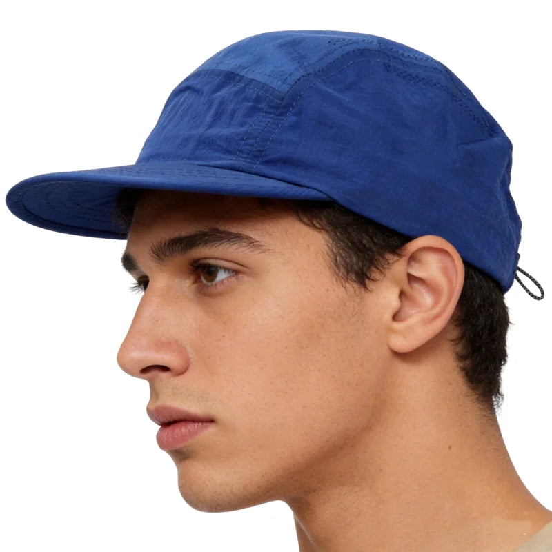 Water Resistant Quick Dry 5 Panel Baseball Hat Lightweight Breathable Sports Sun Caps For Men Women Drawstring Foldable Hats