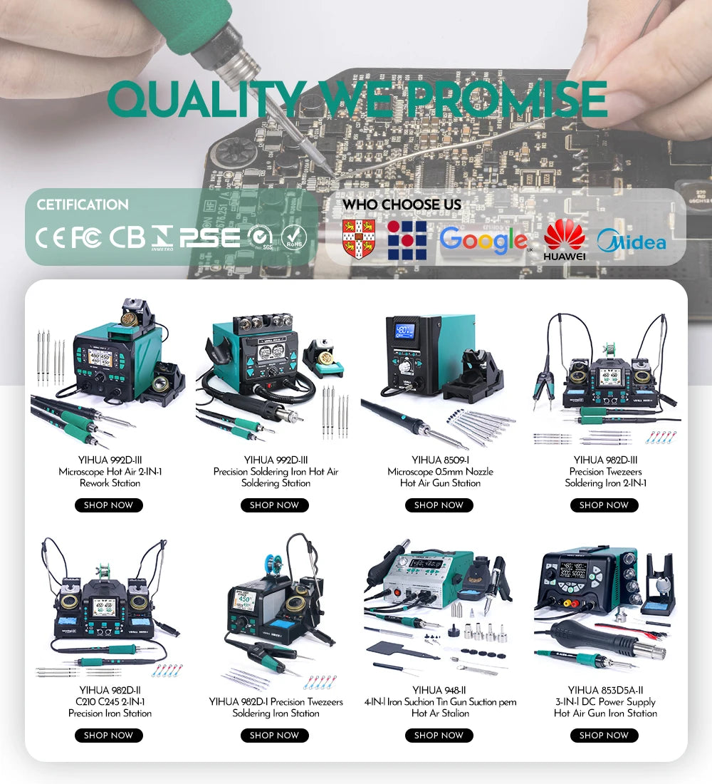 YIHUA 938D Portable Tweezers Soldering Station 110V 220V Soldering Iron Station Chip Desoldering Kit Set SMD Welding Equipment
