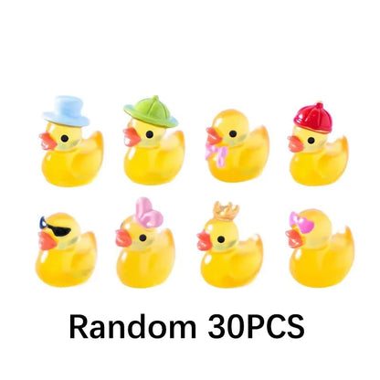 30/60/100PCS Luminous Mini Duck Micro Landscape Access Miniature Figurines Fairy Home Decoration Glow in the Dark Mixed Style