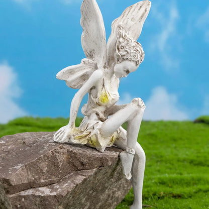 Flower Fairy Statue Ornament Figurines With Wings Outdoor Garden Resin Craft Landscaping Yard Decoration Fast Delivery