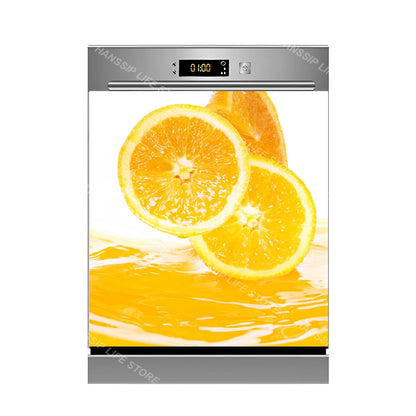 Water Splash Delicious Fruit Printed Dishwasher Sticker Wallpaper Kitchen Waterproof Dishwashing Cabinet Cover Decal Poster