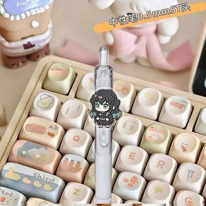 8pcs Demon Slayer fan merchandise push-button pen cartoon anime ST quick-dry 0.5mm ballpoint pen for students study stationery