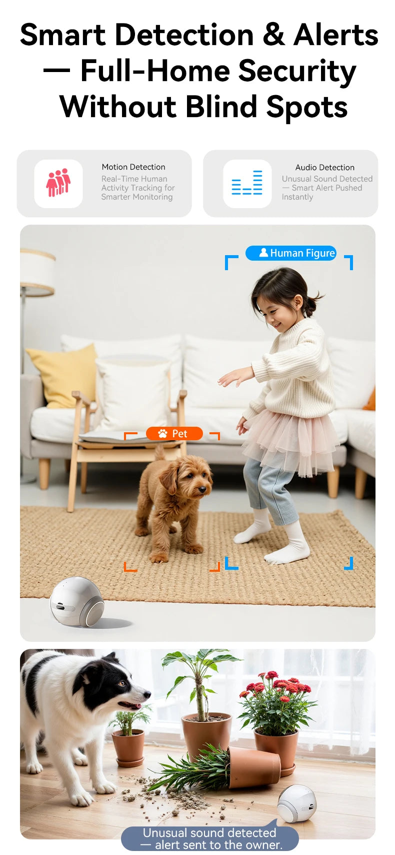 AIOOK Smart Robot Camera 5G WiFi HD 2K Camera Pet Tracking Laser Indicator TUYA Pet Camera Auto Charging Auto Obstacle Avoidance