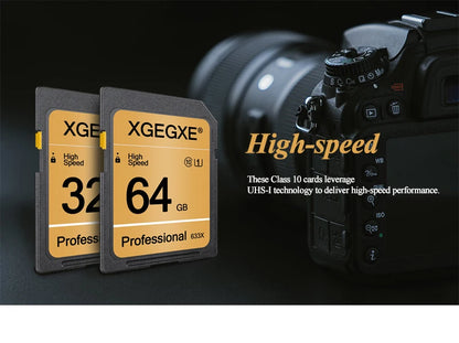XGEGXE SD Card 32GB Class 10 High Speed 633x Video Card 4GB 8GB 16GB UHS-1 Professinonal Flash Memory Card for Camera Laptop