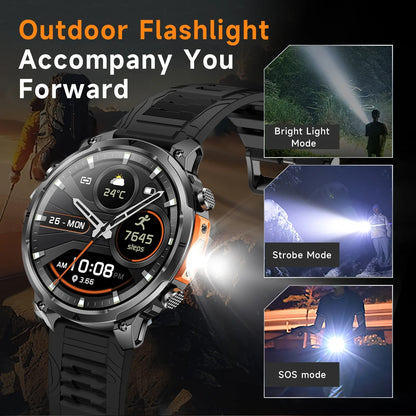 LIGE 2026 Nowy Męski Wojskowy Zegarek Smartwatch GPS Mapa Kompas Pamięć 4GB Bateria 1000mAh Wodoodporność 10ATM Rozmowy Bluetooth HD