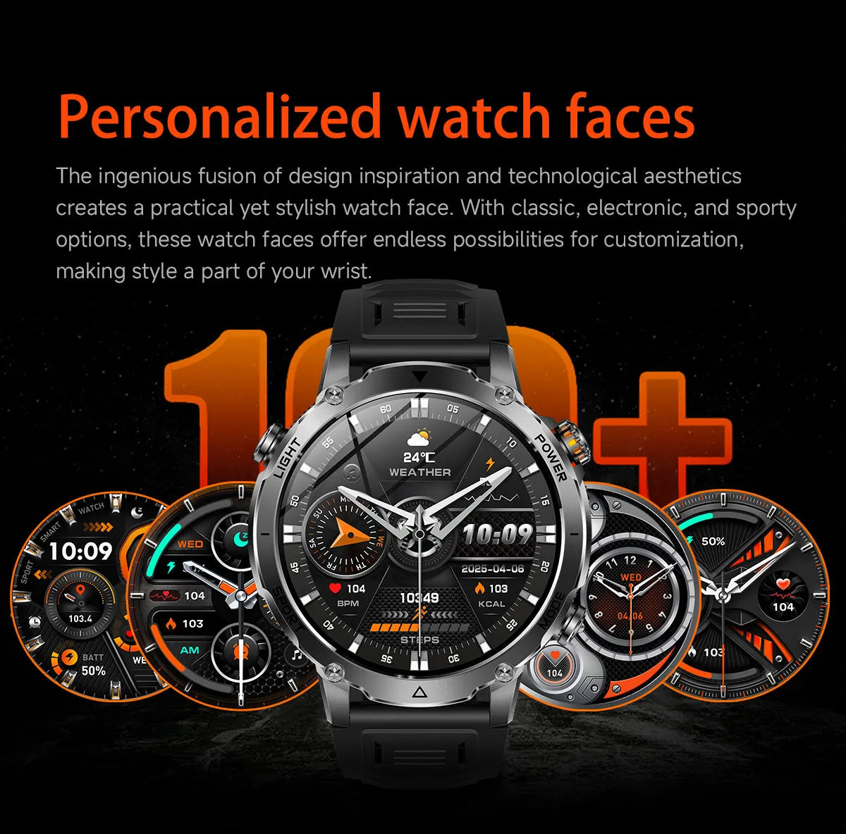 New 1400mAh Battery Sports Smart Watch 1.7” SOS+Flashlight Exercise Record Bluetooth Call Waterproof Health Watch For Android iO