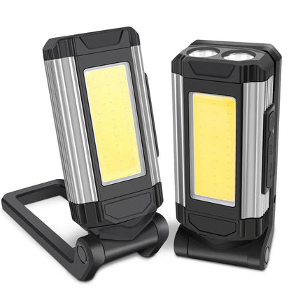 USB Rechargeable LED Flashlight with Magnetic COB Work Light Portable Camping Lantern Type-C Power Bank Function Lamp