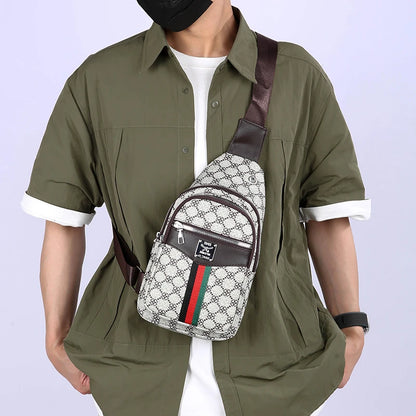 2025Men's Casual Messenger Bag Multi-Pocket Crossbody Shoulder Bag Lightweight Chest Bag with Port & Earphone Hole
