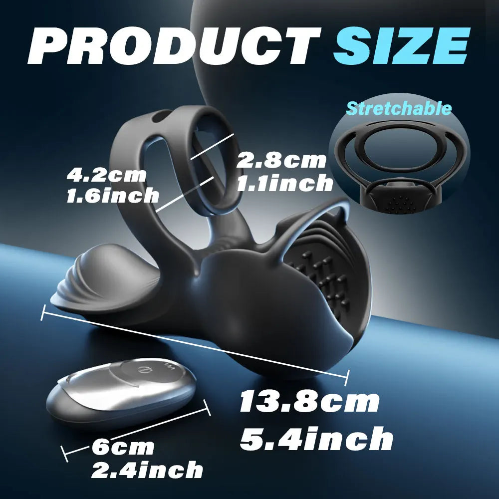 Vibrating Cock Ring Adjustable Heating Penis Ring Vibrator with Testicle & Perineum Stimulator APP Penis Vibrator Male Adult Toy