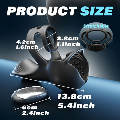 Vibrating Cock Ring Adjustable Heating Penis Ring Vibrator with Testicle & Perineum Stimulator APP Penis Vibrator Male Adult Toy