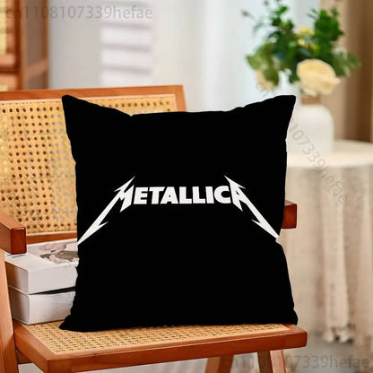 M-Metallica Band Pillow Cases for Bedroom Living Room Sofa Home Decor Polyester Cushion Cover with Zipper