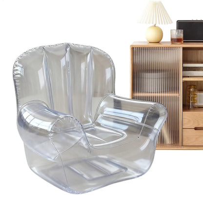 Thickened Transparent Sofa PVC Inflatable Sofa Camping Outdoor Inflatable Lazy Recliner Single Person Seat for Pool Side Bedroom