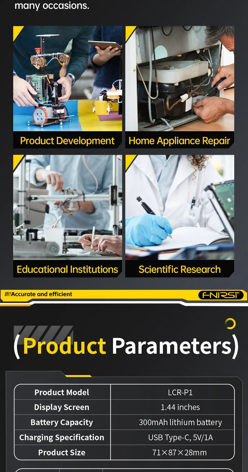 FNIRSI LCR - P1 A Multifunctional Tester for Transistors, Diodes, Capacitance, Resistance, LCR and ESR Measurements