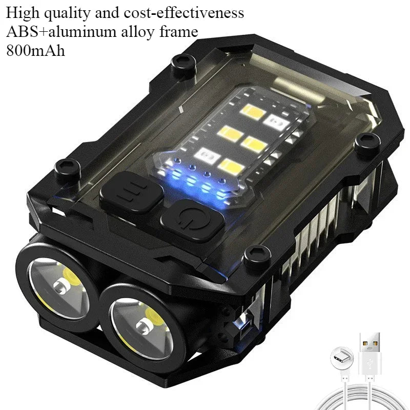 800mAh Super Bright LED COB Flashlight 8 Modes Keychain Light IPX4 Waterproof Magnetic Type C Rechargeable Mini EDC Torch Light