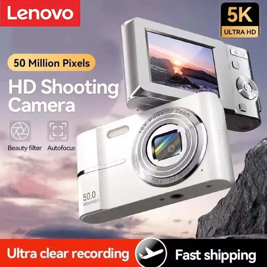 Lenovo 5K Digital Camera 50MP 16X Student Cam Outdoor Anti-Shake Digital Video Camera Flash Video Recorder Small Video Cam New