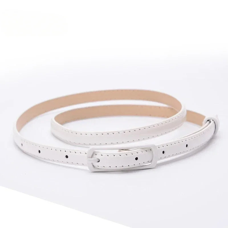 Children Candy Color Belts 1.2cm Super-thin PU Belts Simple Solid Color Lightweight Belts Summer Apparel Accessories