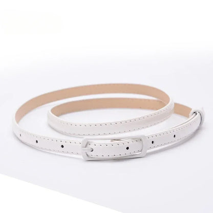Children Candy Color Belts 1.2cm Super-thin PU Belts Simple Solid Color Lightweight Belts Summer Apparel Accessories