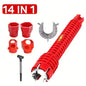 5/8/14 in 1 Multifunction Sink Faucet Wrench Plumbing Double Head Water Pipe Spanner Kit Hand Repair Tool for Bathroom Kitchen