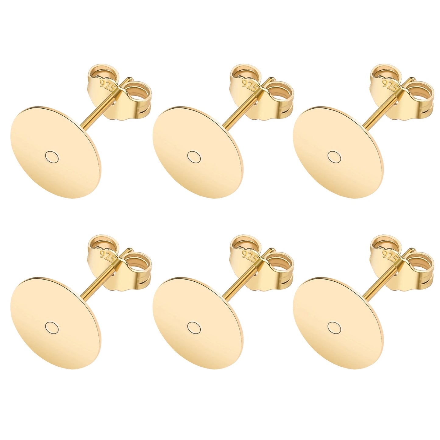 50pcs/Bag 925 Silver Stainless Steel Earring Studs Blank Post Base Pins With Earring Plug Findings Ear Back For Jewelry Making