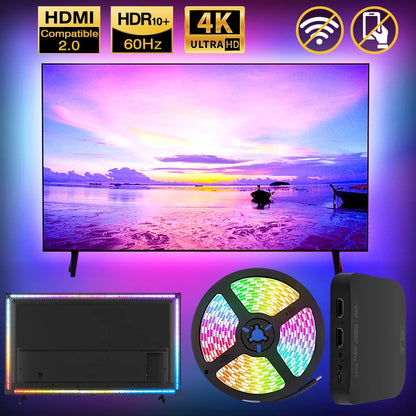 Ambient LED TV Backlights 4K Device Box Tape Screen Color Sync No Wi-Fi  No APP TV LED Strip Lights Kits RGB TV Led Backlights