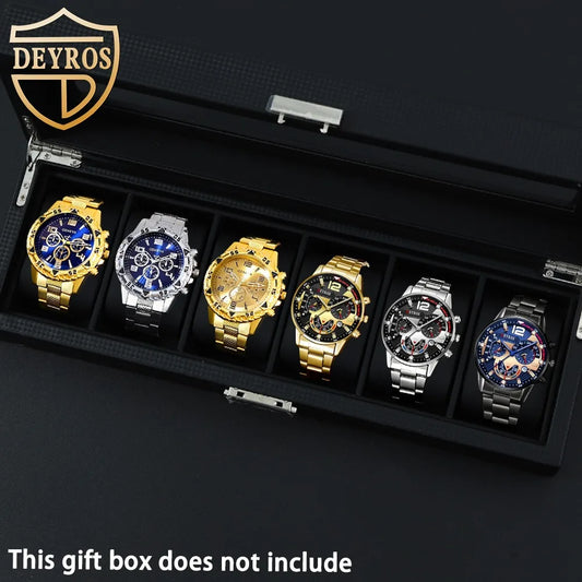 DEYROS 6 Pieces/Set Casual Fashion Men's Watch 6 Piece Set Quartz Men's Watch Alloy Strap Men's Ideal Gift Gift for Yourself