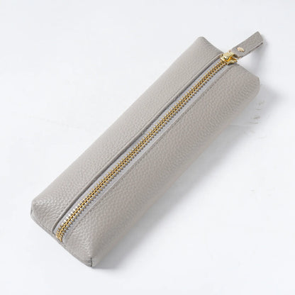 Custom Name Cow Leather Pencil Case Luxury Zipper Business Office Storage Bag Student Pen Bag Personalized Cosmetic Bags Gift