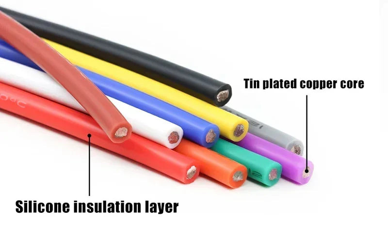 1~50m Heat-Resistant Silicone Wire AWG 30 26 24 22 20 18 16 14 12 10 8 Red Black Automotive Wiring Car Battery Copper Cable